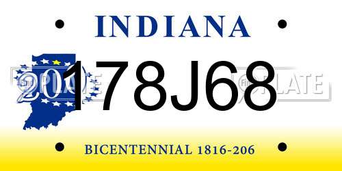 178J68 Indiana License Plate