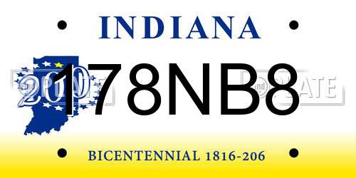 178NB8 Indiana License Plate