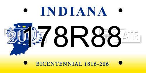 178R88 Indiana License Plate