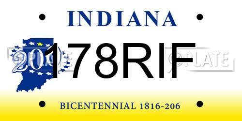 178RIF Indiana License Plate