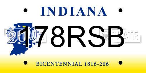 178RSB Indiana License Plate