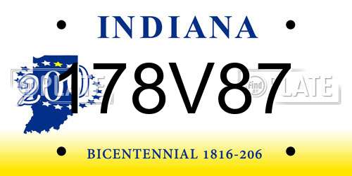 178V87 Indiana License Plate