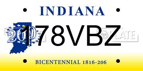 178VBZ Indiana License Plate