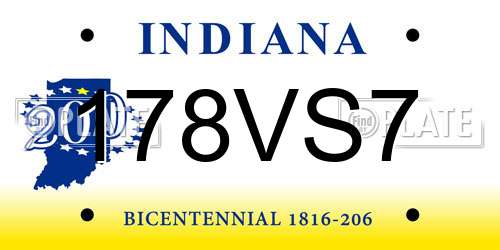 178VS7 Indiana License Plate