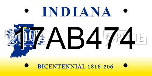 17AB474 Indiana License Plate