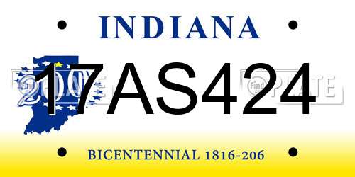 17AS424 Indiana License Plate