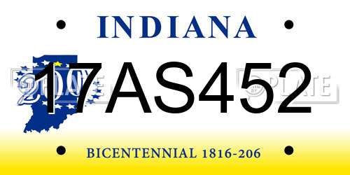 17AS452 Indiana License Plate