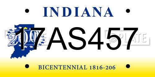 17AS457 Indiana License Plate
