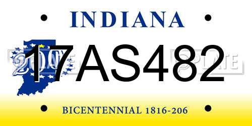 17AS482 Indiana License Plate