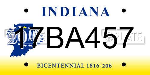 17BA457 Indiana License Plate