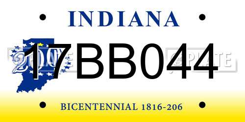 17BB044 Indiana License Plate