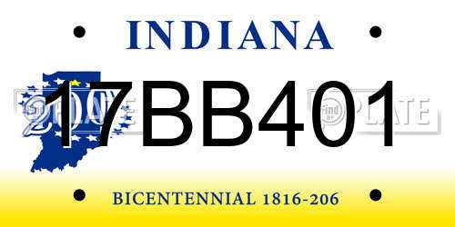 17BB401 Indiana License Plate