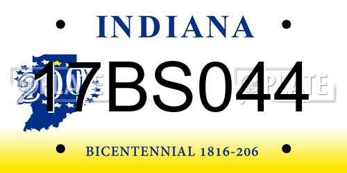 17BS044 Indiana License Plate