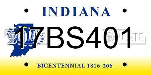 17BS401 Indiana License Plate