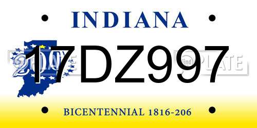 17DZ997 Indiana License Plate