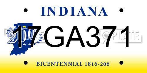 17GA371 Indiana License Plate