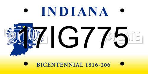 17IG775 Indiana License Plate