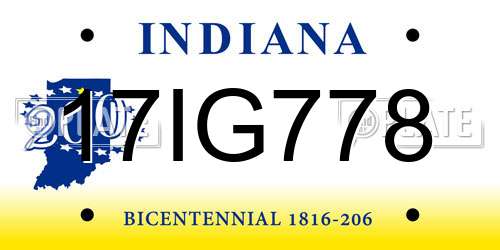 17IG778 Indiana License Plate