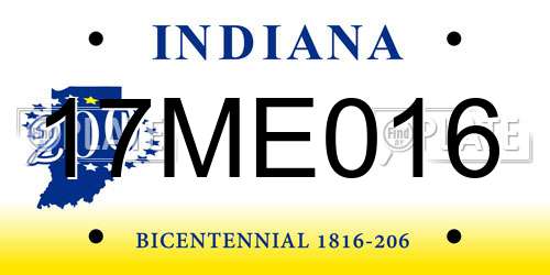 17ME016 Indiana License Plate
