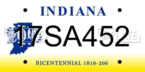 17SA452 Indiana License Plate
