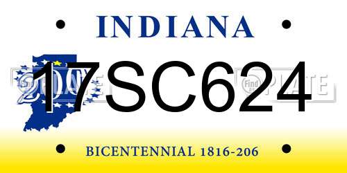 17SC624 Indiana License Plate