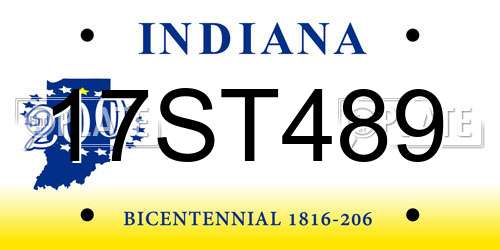 17ST489 Indiana License Plate