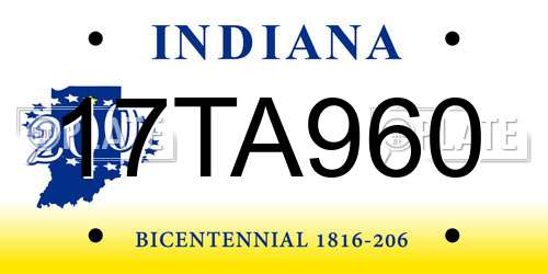 17TA960 Indiana License Plate