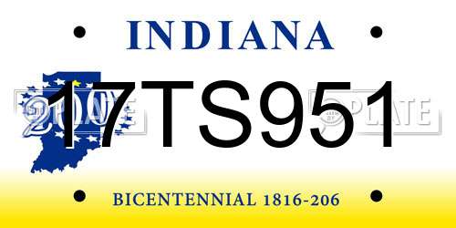 17TS951 Indiana License Plate