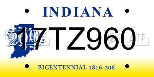 17TZ960 Indiana License Plate