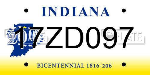 17ZD097 Indiana License Plate