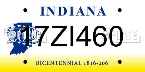 17ZI460 Indiana License Plate