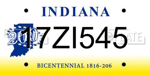 17ZI545 Indiana License Plate