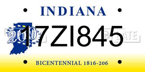 17ZI845 Indiana License Plate