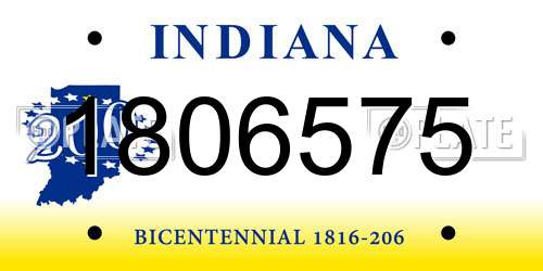 1806575 Indiana License Plate