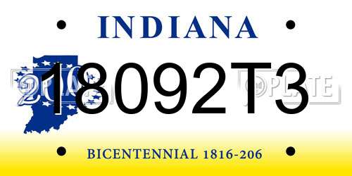 18092T3 Indiana License Plate