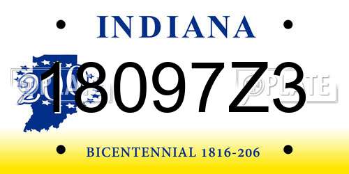 18097Z3 Indiana License Plate