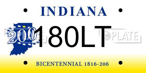 180LT Indiana License Plate