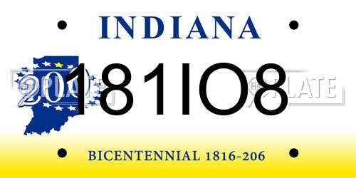 181IO8 Indiana License Plate
