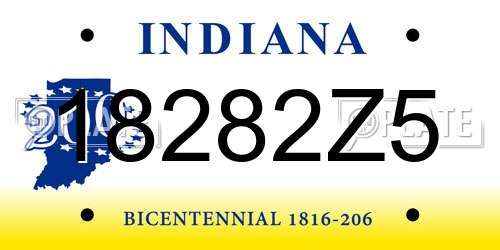 18282Z5 Indiana License Plate