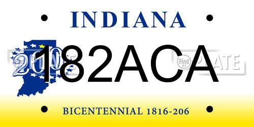 182ACA Indiana License Plate