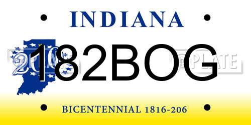 182BOG Indiana License Plate