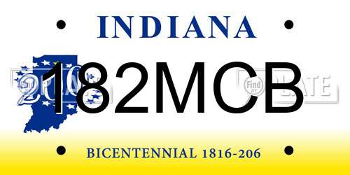 182MCB Indiana License Plate