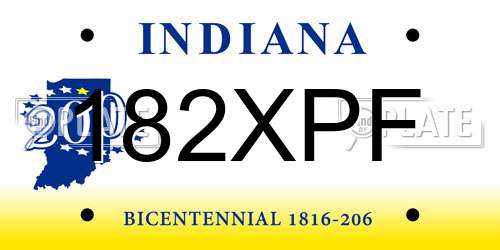 182XPF Indiana License Plate