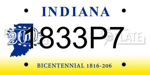 1833P7 Indiana License Plate