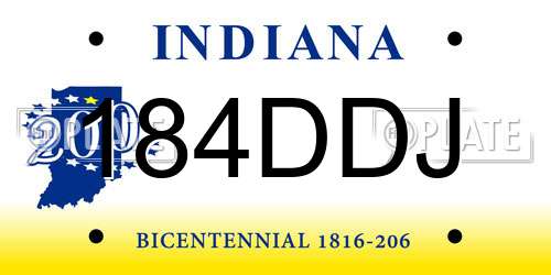 184DDJ Indiana License Plate