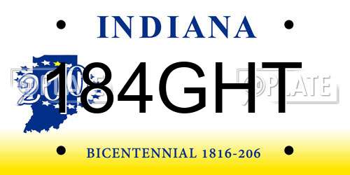 184GHT Indiana License Plate