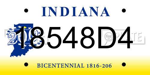18548D4 Indiana License Plate