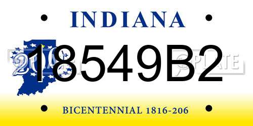 18549B2 Indiana License Plate