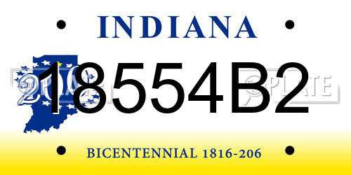 18554B2 Indiana License Plate