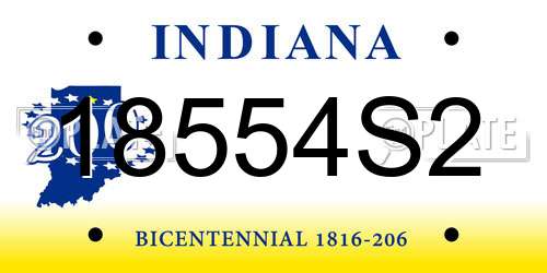 18554S2 Indiana License Plate